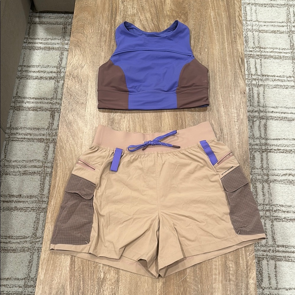 Lululemon hiking shorts and swim sports bra set